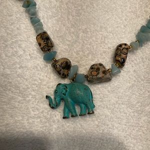 Elephant Necklace with Matching Clip-On Earrings